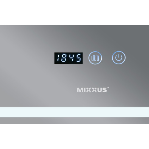 Дзеркало Mixxus WARM MR02-90x70-CASE з Led Touch, Anti-fog, димером, регулятором яскравості, годинником (MI6674)