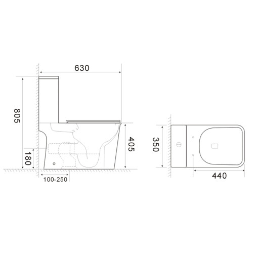 Унітаз-компакт Mixxus WAVE-0404-R 630х350х805mm, система змиву RIMLESS (MI6692)