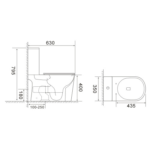 Унітаз-компакт Mixxus WAVE-0405-R 630х350х795mm, система змиву RIMLESS (MI6694)