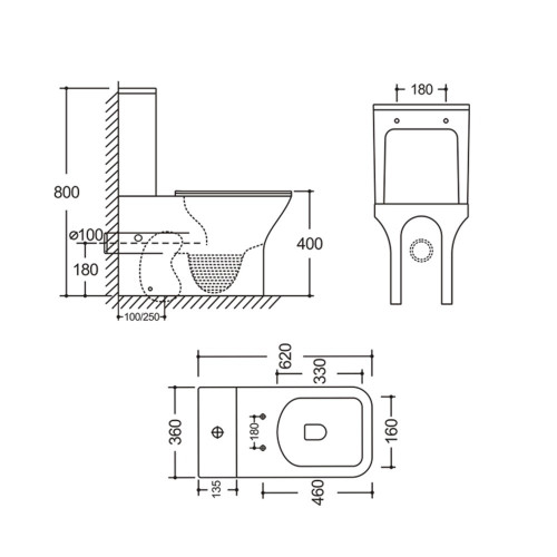 Унітаз-компакт Mixxus STYLE-0403-R 620х360х800mm, система змиву RIMLESS (MI6727)