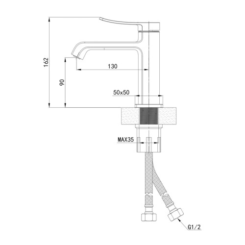 Змішувач для умивальника MIXXUS PREMIUM DALI 001 NUT GRAPHITE (Колір графіт) (MI6756)