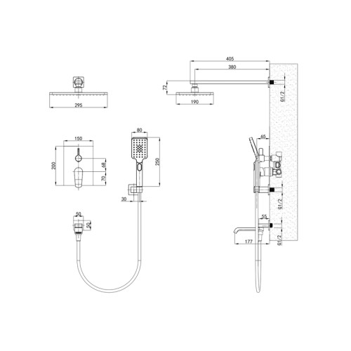 Душова система MIXXUS PREMIUM DALI 009 INNER GRAPHITE (вбудована) (Колір графіт) (MI6761)