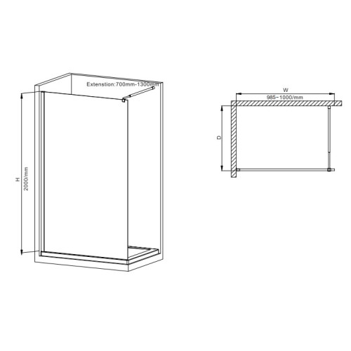 Душова перегородка Mixxus Premium FLAT SP01-100x200-TR Chrome Walk-In прозоре скло 8мм (MI6851)