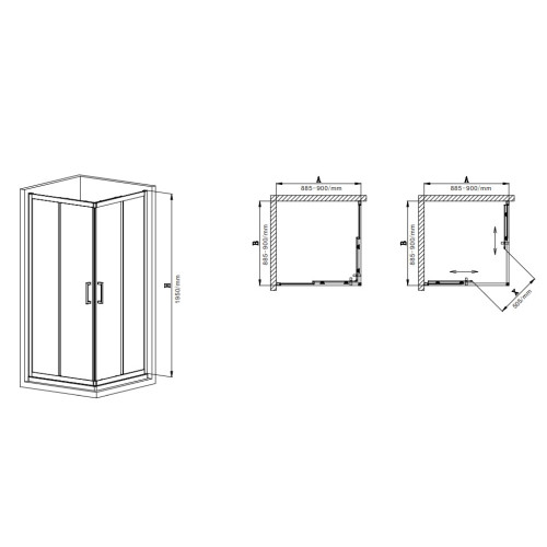 Душевая кабина без поддона Mixxus Premium DIVERSE SC02-90x90x195-TR Chrome прозрачное стекло 5мм (MI6861)