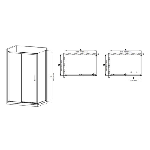 Душевая кабина без поддона Mixxus Premium DIVERSE SC03-100x80x195-TR Chrome прозрачное стекло 6мм (MI6865)