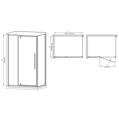 Душова кабіна без піддону Mixxus Premium BEVEL SC01-120x80x195-TR Chrome прозоре скло 6мм (MI6871)