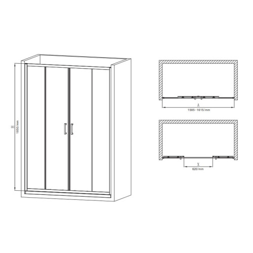 Дверь в нишу Mixxus Premium DIVERSE SD01-160x185-TR Chrome прозрачное стекло 5мм (MI6875)