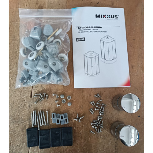 Бокс душовий без гідромасажу Mixxus STRONG SB02-90x90x215-FB SATIN з низьким піддоном (MI6886)