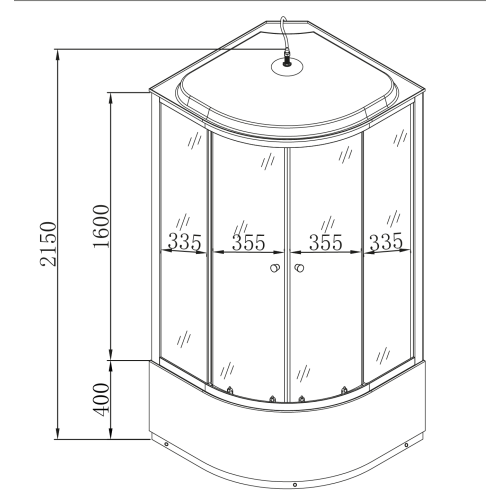 Бокс душовий з гідромасажем Mixxus STRONG SBH01-90x90x215-FB SATIN з високим піддоном (MI6888)