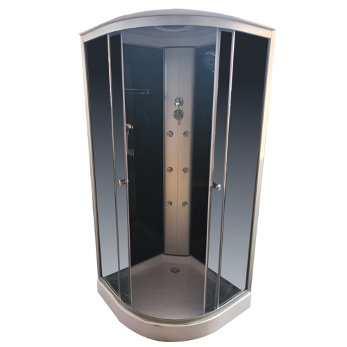 Бокс душовий з гідромасажем Mixxus STRONG SBH02-90x90x215-GR SATIN низький піддон (MI6891)