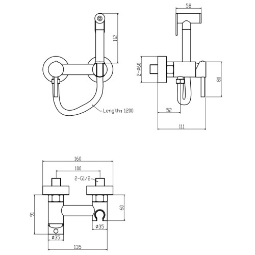Змішувач для гігієнічного душу MIXXUS PREMIUM HANS 024-B (Колір хром) (MI6923)