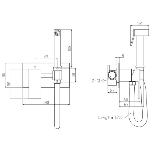Смеситель для гигиенического душа MIXXUS PREMIUM BEND 002 INNER (Цвет хром) (MI6924)