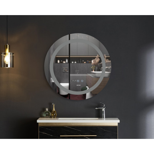 Дзеркало Mixxus PLAIN MC02-80 з Led Touch, Anti-fog, димером, регулятором яскравості, годинником (MI6931)
