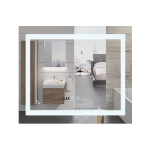 Дзеркало Mixxus WARM MR02-80x80 з Led Touch, Anti-fog, димером, регулятором яскравості, годинником (MI6934)