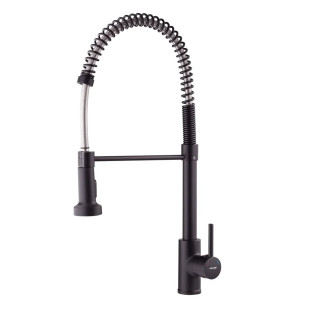 Змішувач для кухні MIXXUS PREMIUM SPRING 017 BLACK з виливом пружина (Колір чорний) (MI6951)