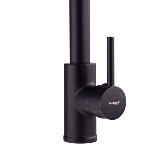 Змішувач для кухні MIXXUS PREMIUM SPRING 017 BLACK з виливом пружина (Колір чорний) (MI6951)