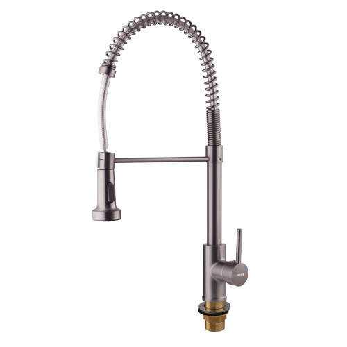 Змішувач для кухні MIXXUS PREMIUM SPRING 017 GRAPHITE з виливом пружина (Колір графіт) (MI6952)
