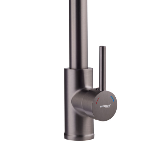 Змішувач для кухні MIXXUS PREMIUM SPRING 017 GRAPHITE з виливом пружина (Колір графіт) (MI6952)