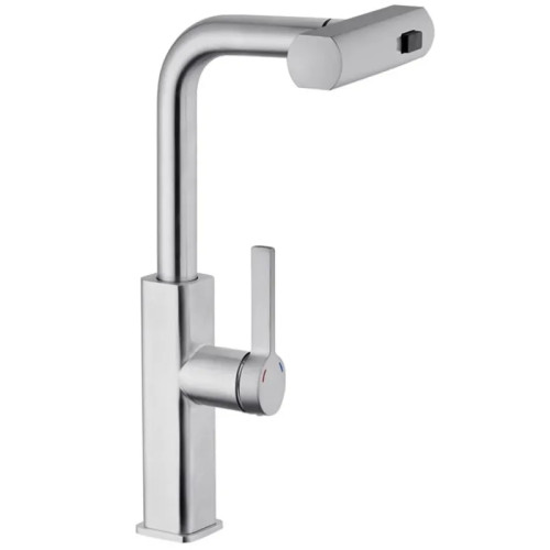 Змішувач для кухні MIXXUS PREMIUM HAMMER 014 з висувним виливом (Колір хром) (MI6953)