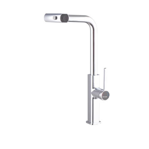 Змішувач для кухні MIXXUS PREMIUM HAMMER 014 з висувним виливом (Колір хром) (MI6953)