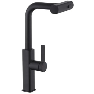 Змішувач для кухні MIXXUS PREMIUM HAMMER 014 BLACK з висувним виливом (Колір чорний) (MI6954)