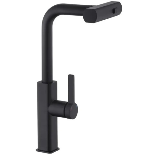Змішувач для кухні MIXXUS PREMIUM HAMMER 014 BLACK з висувним виливом (Колір чорний) (MI6954)