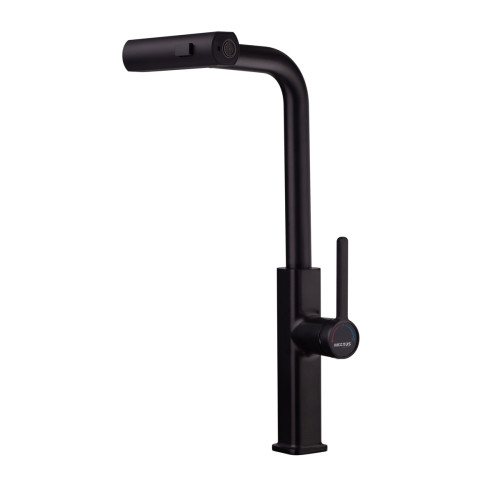 Змішувач для кухні MIXXUS PREMIUM HAMMER 014 BLACK з висувним виливом (Колір чорний) (MI6954)