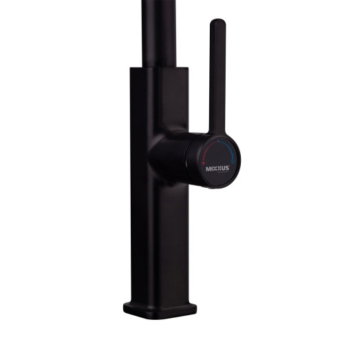 Змішувач для кухні MIXXUS PREMIUM HAMMER 014 BLACK з висувним виливом (Колір чорний) (MI6954)