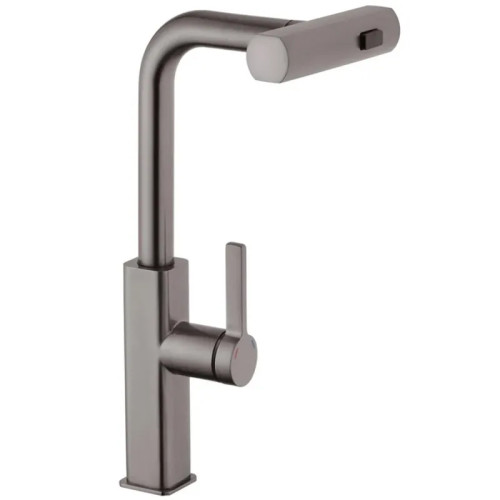 Змішувач для кухні MIXXUS PREMIUM HAMMER 014 GRAPHITE з висувним виливом (Колір графіт) (MI6955)