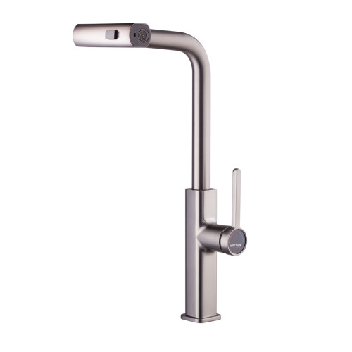 Змішувач для кухні MIXXUS PREMIUM HAMMER 014 GRAPHITE з висувним виливом (Колір графіт) (MI6955)