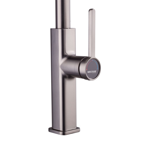 Змішувач для кухні MIXXUS PREMIUM HAMMER 014 GRAPHITE з висувним виливом (Колір графіт) (MI6955)