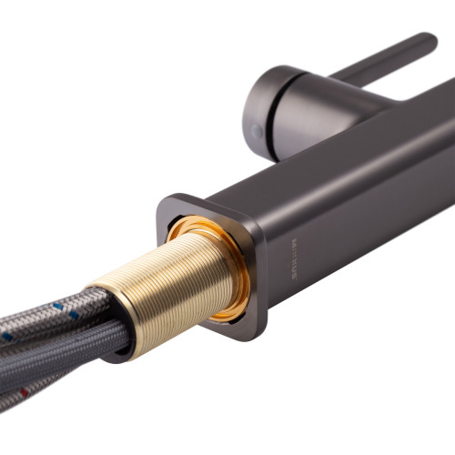 Змішувач для кухні MIXXUS PREMIUM HAMMER 014 GRAPHITE з висувним виливом (Колір графіт) (MI6955)