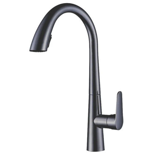 Змішувач для кухні MIXXUS PREMIUM WARTA 014 GRAPHITE з висувним виливом (Колір графіт) (MI6957)