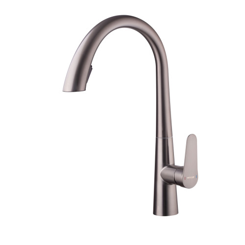 Змішувач для кухні MIXXUS PREMIUM WARTA 014 GRAPHITE з висувним виливом (Колір графіт) (MI6957)