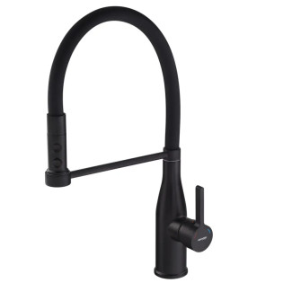 Змішувач для кухні MIXXUS PREMIUM SUMMER 017 BLACK REFL.BLACK з гнучким виливом (Колір чорний+вилив чорний) (MI6961)