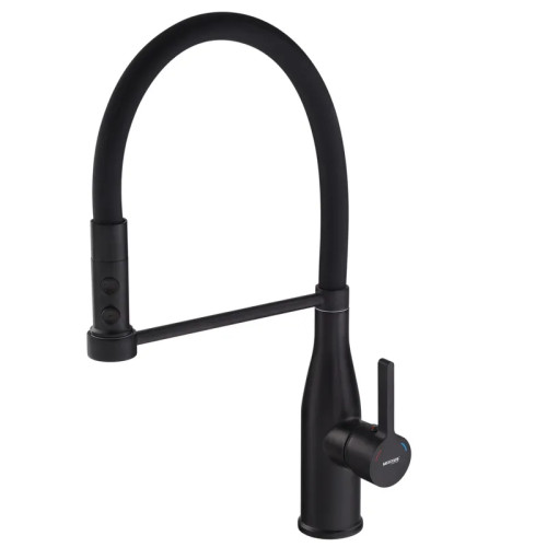 Змішувач для кухні MIXXUS PREMIUM SUMMER 017 BLACK REFL.BLACK з гнучким виливом (Колір чорний+вилив чорний) (MI6961)