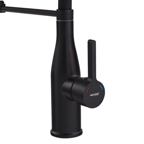 Змішувач для кухні MIXXUS PREMIUM SUMMER 017 BLACK REFL.BLACK з гнучким виливом (Колір чорний+вилив чорний) (MI6961)