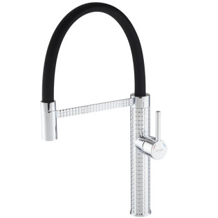 Змішувач для кухні MIXXUS PREMIUM OLIWER 017 REFL.BLACK з гнучким виливом (Колір хром+вилив чорний) (MI6965)