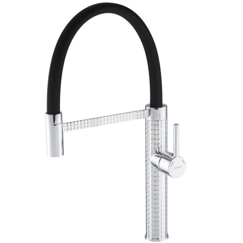 Змішувач для кухні MIXXUS PREMIUM OLIWER 017 REFL.BLACK з гнучким виливом (Колір хром+вилив чорний) (MI6965)