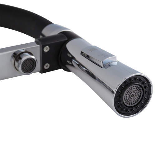 Змішувач для кухні MIXXUS PREMIUM MAGNET 021 REFL.BLACK з гнучким виливом з виходом для питної води (Колір хром+вилив чорний) (MI6973)