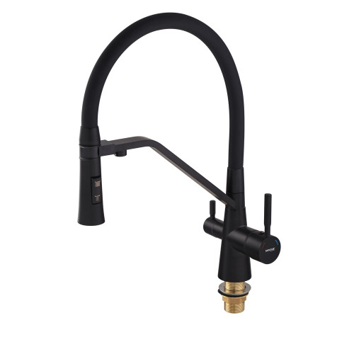 Смеситель для кухни MIXXUS PREMIUM MAGNET 021 BLACK REFL.BLACK с гибким изливом с выходом для питьевой воды (Цвет черный+излив черный) (MI6974)