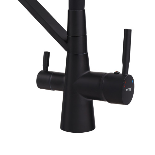 Смеситель для кухни MIXXUS PREMIUM MAGNET 021 BLACK REFL.BLACK с гибким изливом с выходом для питьевой воды (Цвет черный+излив черный) (MI6974)