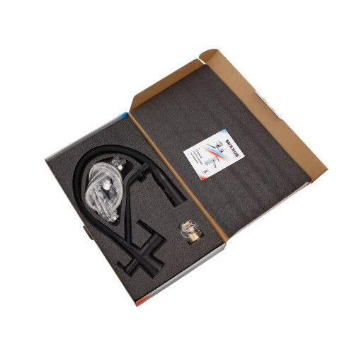 Смеситель для кухни MIXXUS PREMIUM MAGNET 021 BLACK REFL.BLACK с гибким изливом с выходом для питьевой воды (Цвет черный+излив черный) (MI6974)