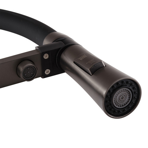 Змішувач для кухні MIXXUS PREMIUM MAGNET 021 GRAPHITE REFL.BLACK з гнучким виливом з виходом для питної води (Колір графіт + вилив чорний) (MI6975)