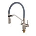 Змішувач для кухні MIXXUS PREMIUM MAGNET 021 SS COLOR REFL.GREY з гнучким виливом з виходом для питної води (Колір нерж+вилив сірий) (MI6976)