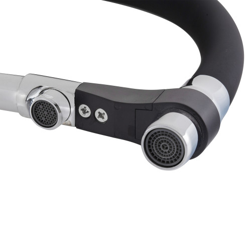 Змішувач для кухні MIXXUS PREMIUM GRAVITY 021 REFL.BLACK з гнучким виливом з виходом для питної води (Колір хром+вилив чорний) (MI6977)