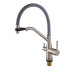 Змішувач для кухні MIXXUS PREMIUM GRAVITY 021 SS COLOR REFL.GREY з гнучким виливом з виходом для питної води (Колір нерж+вилив сірий) (MI6980)