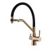 Змішувач для кухні MIXXUS PREMIUM GRAVITY 021 BRUSHED GOLD REFL.BLACK з гнучким виливом з виходом для питної води (Колір матове золото+вилив чорний) (MI6981)