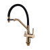 Змішувач для кухні MIXXUS PREMIUM GRAVITY 021 BRUSHED GOLD REFL.BLACK з гнучким виливом з виходом для питної води (Колір матове золото+вилив чорний) (MI6981)