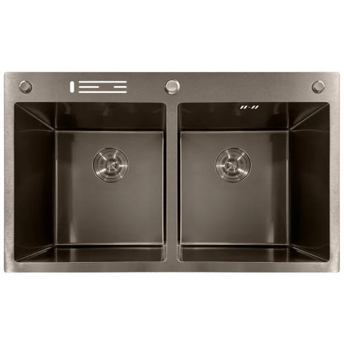 Мийка з нержавіючої сталі MIXXUS MH8350-DK NANO-BLACK (3.0/0.8) колір графіт (MI7053)